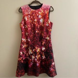 Karen Millen fitted flare short dress size 10 floral bright colors